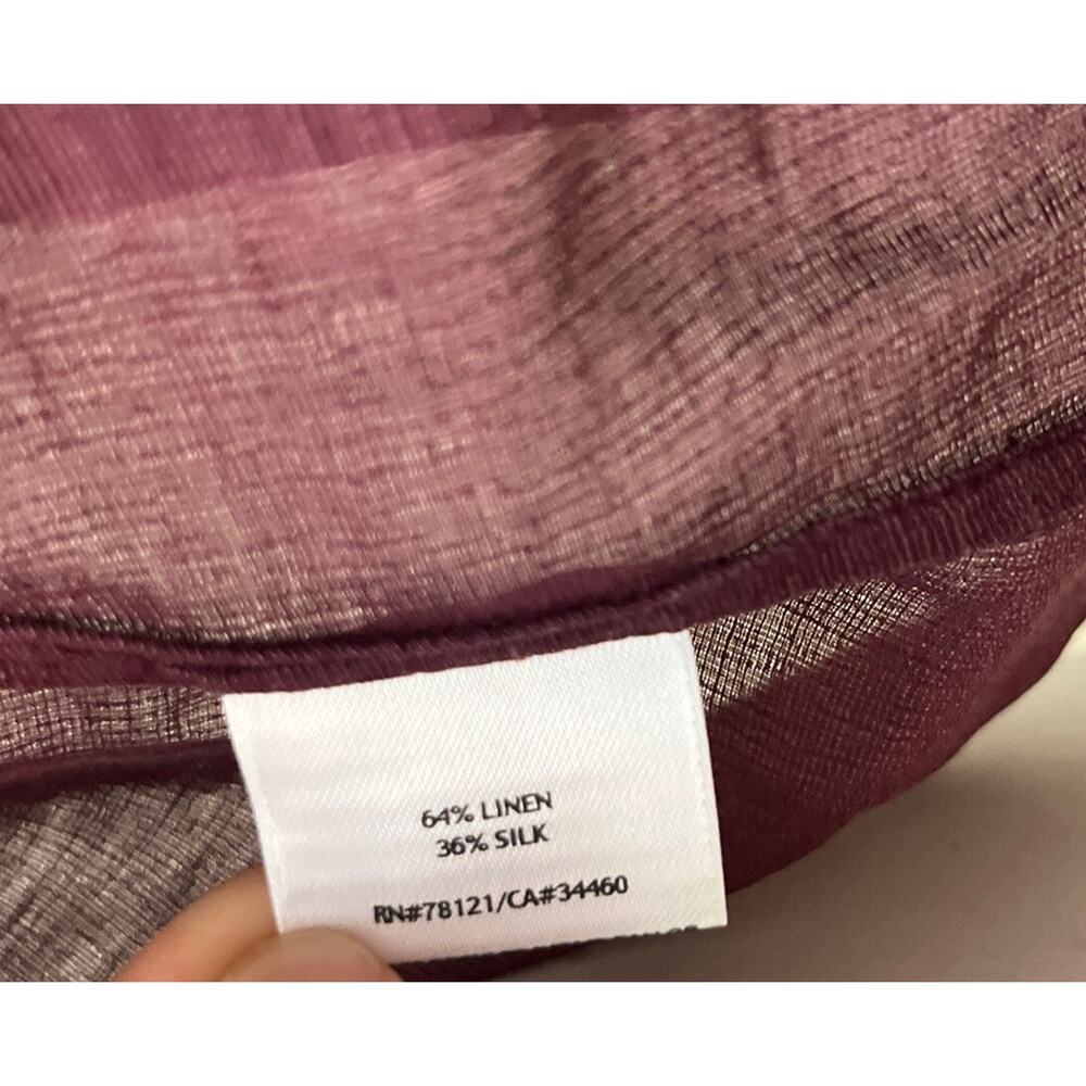 Eileen Fisher Blouse XS Linen silk Button Up Wine Merlot Lightweight Whimsigoth - Picture 12 of 16